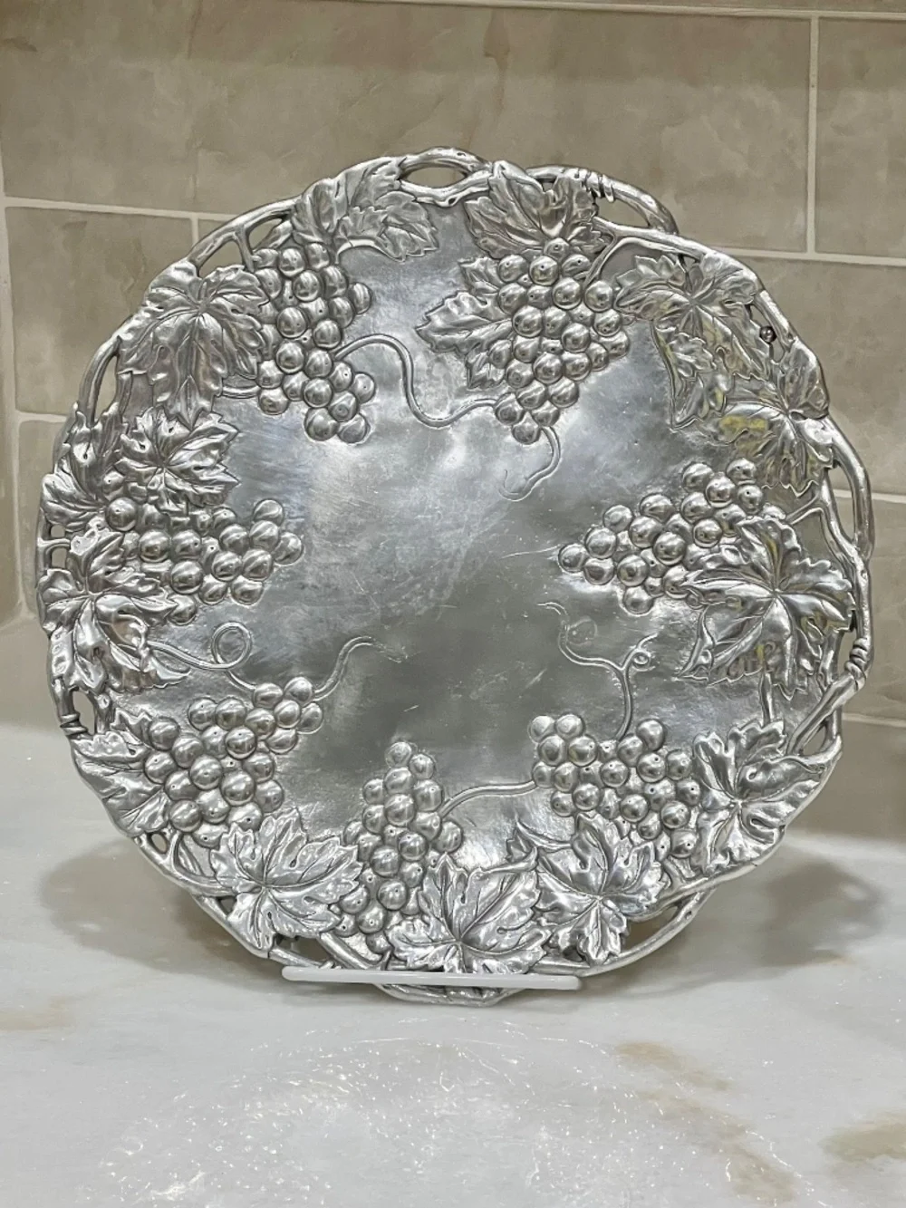 Arthur Court Glass Grape Ice Bucket & Matching 12